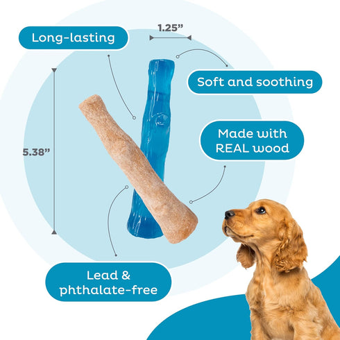 Outward Hound Dogwood Durable Chew Toys, Real Wood & Teething Bone, 2-pack, Small