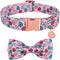 Valentine Dog Collar with Bow Tie, Cotton Pink Collar for Puppy Girl Boy Dog or Cat, XS, Neck 8-12in