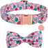 Valentine Dog Collar with Bow Tie, Cotton Pink Collar for Puppy Girl Boy Dog or Cat, XS, Neck 8-12in