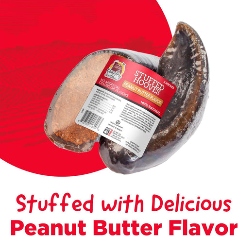 Country 100% 2 Pack Kitchen Stuffed Beef Hoof Peanut Butter Flavor Dog Treat, Natural, Long Lasting