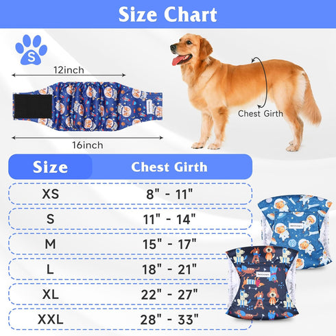 5 Pack Dog Diapers Male, High Absorbing Dog Wraps, Belly Bands for Male Dogs with Incontinence or Frequent Urination