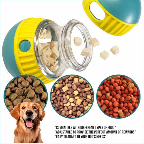 Interactive Dog Treat Puzzle, Dispenser with Button, Puppy and Medium Dog Toy, Feeder for Boredom