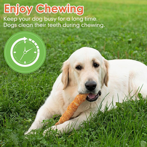 MON2SUN 9 Inch 38.8oz (10 Count-Pack 1) Dog Treats, Chicken Wrapped Rawhide Rolls Snacks, Teeth Cleaning and Long