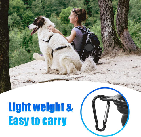 Dog Bowl Pet Collapsible Bowls, 2 Pack Portable Water Bowls for Cats Dogs with 2 Carabiners, Small Black