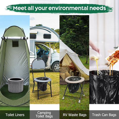 120 8 5 Portable Camping Toilet Bags, Gallon Emergency Camp Potty Poop Bags for Adults, Thickened Trash Waste Bags
