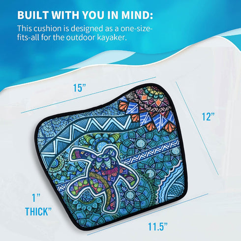 Hornet Watersports Kayak Seat Cushion, Turtle Design Kayak Seat Pad for Kayak, Canoe, and Boat