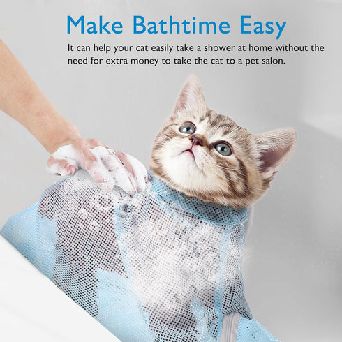 Trimming SUPVOX Adjustable Breathable Cat Bathing Bag with Muzzle for Grooming Nail and Shower Safety