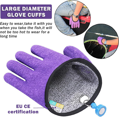 Professional Fishing Glove with Magnet Release, Puncture Proof Non-Slip Fisherman Gloves for Handling Fish