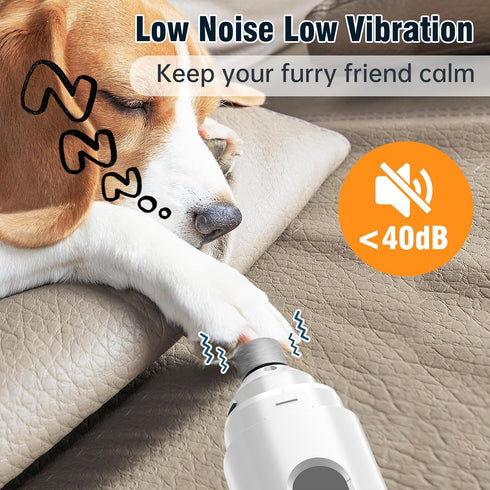 7-Speed Trimmer Dog Nail Grinder, Pet Nail with LED Light & Sponge Dust Collector, Quiet and Low-Vibration, Painless