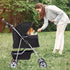 4-Wheel FDW Pet Stroller Dog Cat Stroller Travel Folding Carrier Puppy Stroller with Cup Holder and Removable Liner