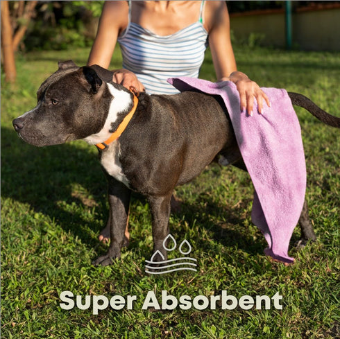 Dog Towel for Drying Dogs Large - Super Absorbent Microfiber Quick Dry Bath Grooming Towel (Purple)