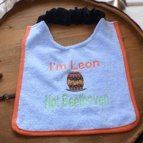 Unique Personalized Saint Bernard Bib with own Name and Brandy Barrel Embroidered Full Colour - Choose bib & Embroidery