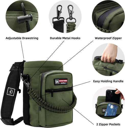 (64/128oz) NATURE PIONEOR Water Bottle Holder with Adjustable Strap - Half/One Gallon Insulated Water Bottle Sling