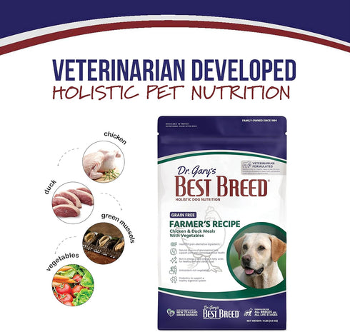 Best Breed Dr. Gary's Grain Free Farmer's Recipe, 13lbs - Natural Dry Dog Food, Slow-Cooked in USA for All Breeds