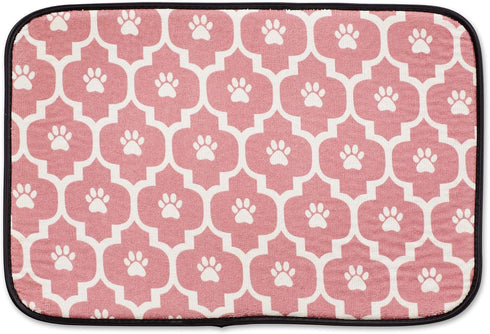 Bone Dry Machine Washable Ultra Absorbent Pet Mat, 12x18, Rose/Off-White Lattice