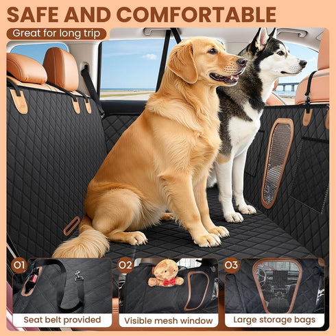 400lbs, Hammock A-Pce Dog Car Seat Cover for Back Seat, Hard Bottom Back Seat Extender for Dogs, Back Seat Pet Cover