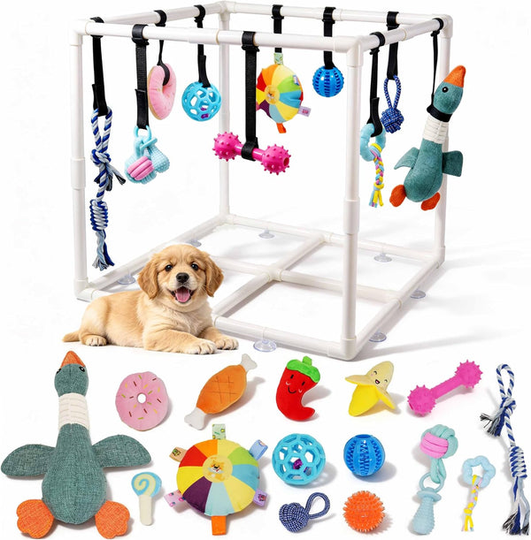 Puppy Play Gym with 15 Puppy Toys, Indoor Jungle Gym with Puppy
