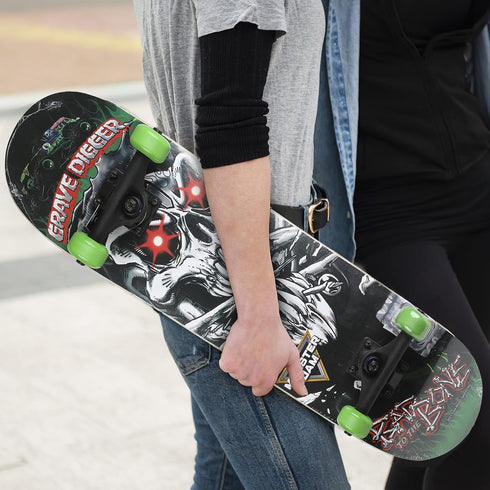 Monster Jam 31 Inch Skateboard, 7-Ply Maple Desk Skate Board for Cruising, Carving, Tricks, and Downhill