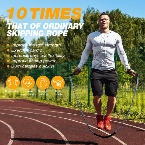 Weighted Jump Rope for Adults - Exercise Jumprope with Comfortable Grip & Carry Bag for Total Body Fitness