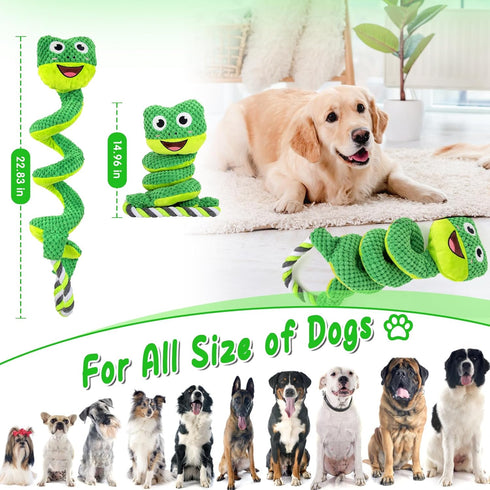 Interactive Plush Dog Chew Toys for Large Medium Small Breeds - Puppy Toys for Boredom and Tug of War