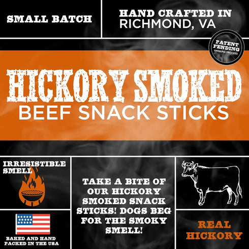 Premium Hickory Smoked Real Beef Dog Treats - 20 pack Bully Snap Stick, 100% Natural, Rawhide-Free, High Protein