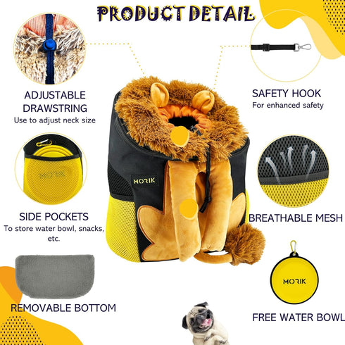 MORIK Lion's Den Pet Backpack Carrier for Small Dogs and Cats Under 20 lbs, Washable Mat, Ideal for Travel