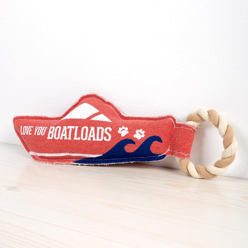 13" K-9 Pavilion - Love You Boatloads - Puppy Dog Toy with Rope Handle Furry Companion Boat Lake Beach Gift