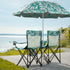 2 Double Camping Chairs with Umbrella, Portable Seat Folding Camp Chair with Cooler Bag, Beverage Holder, Carrying Bag