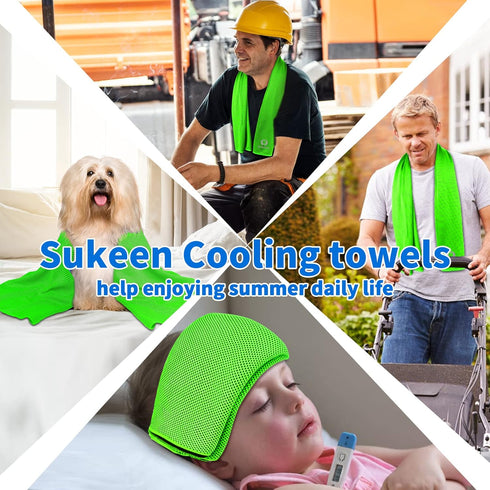 Sukeen 4 Pack Cooling Towel (40"x12"), Soft Breathable Ice Towel, Microfiber for Yoga, Sport, Running, Gym, Camping