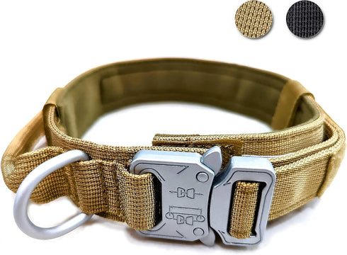 Tactical Dog Collar, Waterproof Military Quality K9 Hunting Collar, Heavy Duty with Metal Buckle for Dog Training