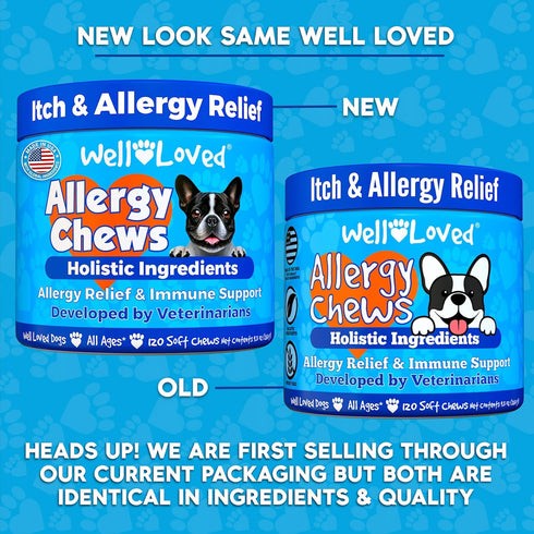 120 Well Loved Dog Allergy Chews - Dog Allergy Relief, Itching Skin Relief, Hot Spot Treatment & Seasonal Allergies