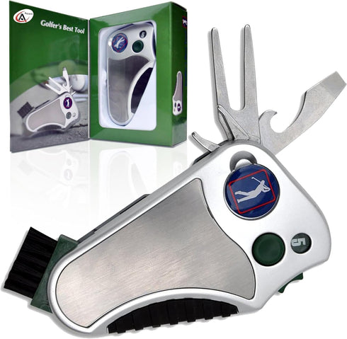 Golfer's Best Tool – 6-in-1 Golf Multitool for Men & Women - Stroke Counter, Divot Repair, Club Cleaner, Compact Gift