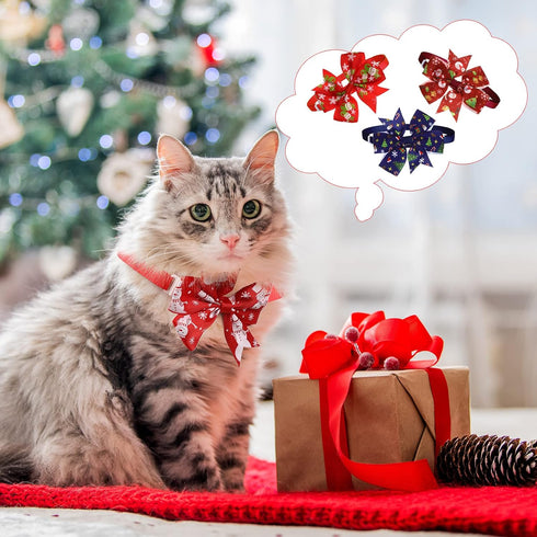 Christmas Adjustable Dog Ties Set - 85 Pcs Includes Bow Tie, Neckties, Flower Bowknot, Bandana, Scarf for Xmas Puppy Cat