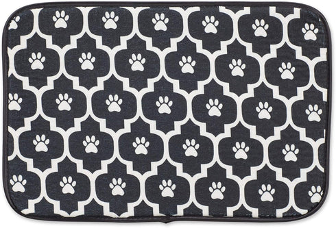 Bone Dry Ultra Absorbent Pet Mat, Machine Washable, 12x18, Black/Off-White Lattice