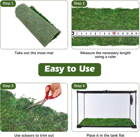(11.81" 47.24") Reptile Carpet Cuttable Terrarium Mat Artificial Moss Reptile Liner Green Substrate Flooring Bearded