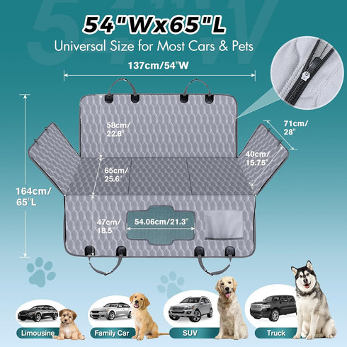400lb,Waterproof Bottom-Detachable,600D Hammock Chumajor Back Seat Extender for Dogs-Supports Dog Car Seat Cover Hard