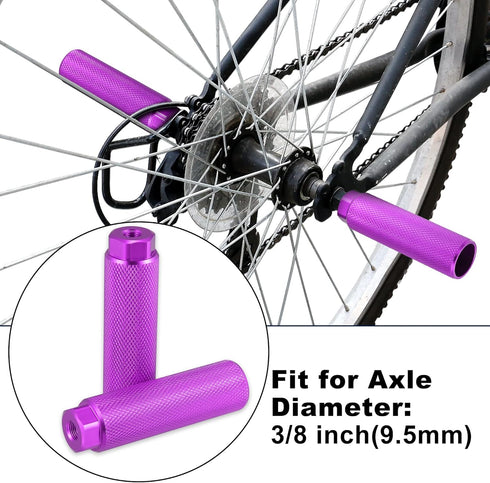 X AUTOHAUX Pair Aluminum Alloy Rear Foot Pegs, Universal Purple Footrests for BMX MTB Bike Fit 3/8 Inch Axles