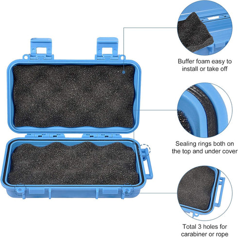 Waterproof Shockproof Box, Plastic Protective Hard Case for Outdoor Survival, Airtight Storage Container (S, Blue)