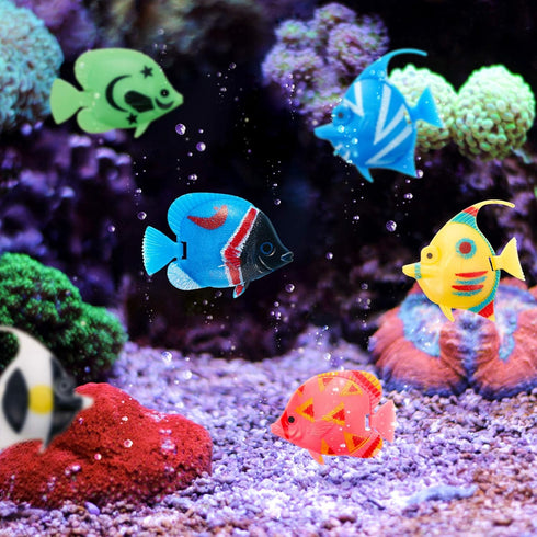 Weewooday 20 Pieces Artificial Moving Fishes - Plastic Floating Fish Ornament Aquarium Decorations for Fish Tank