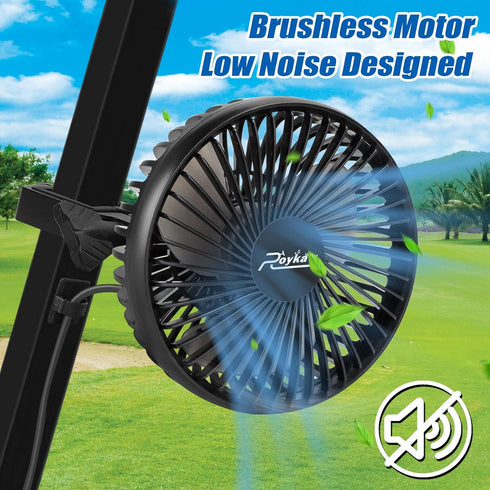 Roykaw Portable Golf Cart Fan, USB Input, 3-Speed Settings, Compatible with EZGO Club Car Yamaha