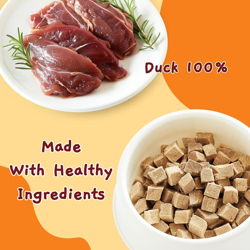 Jungle Calling Freeze Dried Dog and Cat Treats - High Protein, Low Fat, Made with a Single Ingredient - Perfect for Training and Snacking, 2.8 oz (Duck Cube)