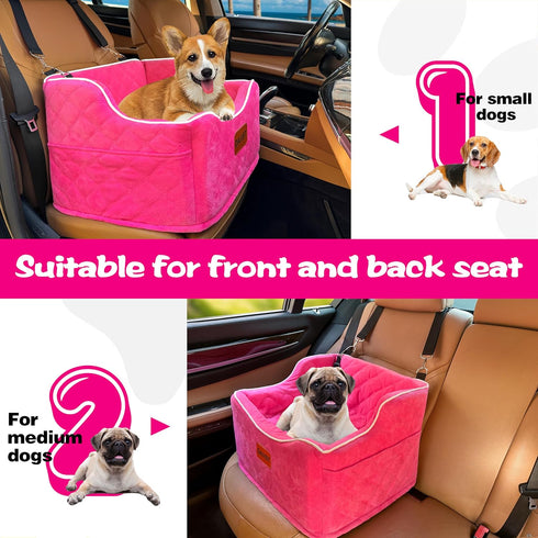DAIIST 35lbs, Dog Car Seat for Small Dogs, Memory Foam Dog Booster Seat for Medium Dogs Under Detachable and Washable
