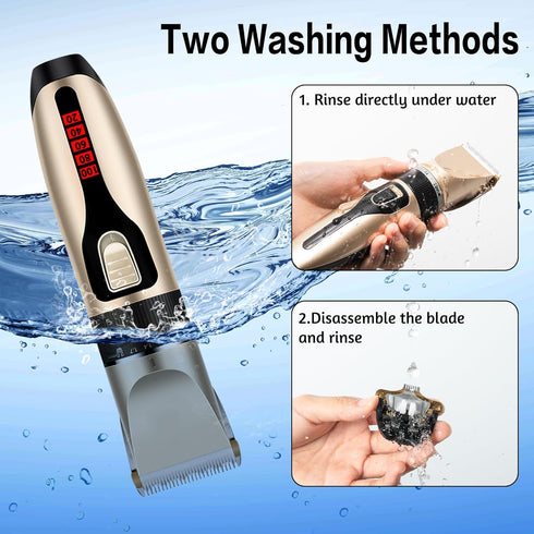 Dog Grooming Kit and Dog Paw Trimmer - Electric Quiet Cat Hair Clippers Set for Thick Coats