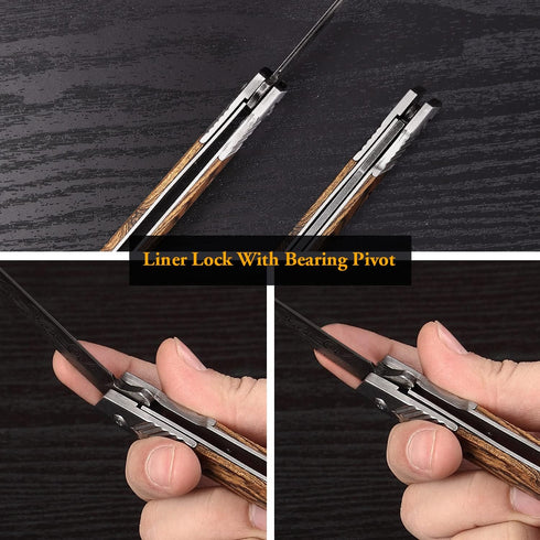 Pocket Knife for Men, Tanto Folding Knife with Sheath, Slim Gentleman's EDC Knives for Outdoor