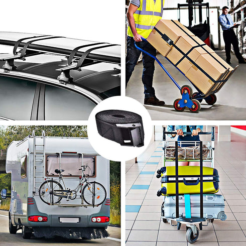 Premium Lashing Strap Short 1" x 6.5 ft, Heavy Duty Cam Buckle Tie Down Straps for Motorcycle, Cargo, Trailer