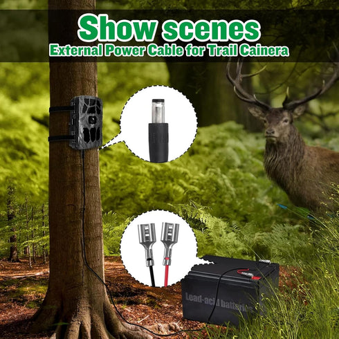 Varbmt 5.5x2.1mm 5.5x2.1mm DC Plug Trail Camera, Trail Camera Power Cord, DC External Power Cable Compatible