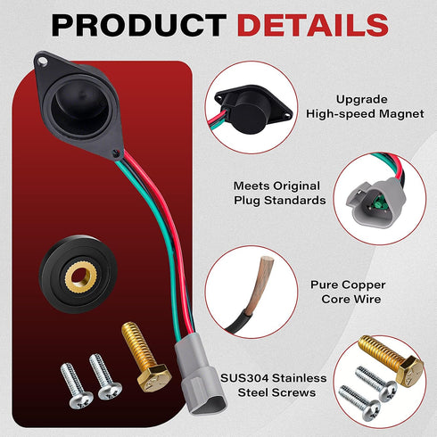 KyuerWK 2004-Up 2018-Up 48V I2 102704901, 102265601 Golf Cart Speed Sensor with High Speed Magnet, Fits Club Car DS