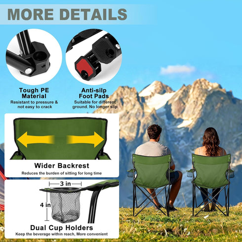 Joyfair Portable Camping Chair, Outdoor Lawn Folding Chairs for Adults, Heavy Duty Large Foldable Chairs for Beach