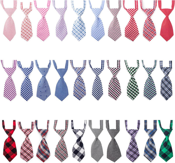 Segarty 30 PCS Dog Ties and Bows, Plaid Pet Neck Ties Grooming Accessories for Small Medium Dogs, Birthday Photography
