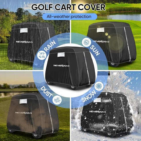 NEVERLAND Waterproof Golf Cart Cover for 4 Passengers, Fits Yamaha, EZ GO, Club Car, Outdoor Windproof Cover